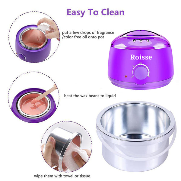 Roisse™ White Wax Warmer Hair Removal Kit with 5 pack Hard Wax Beans and 10