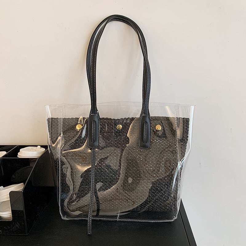 Fashion Clear Tote Bag With Inner Pouch