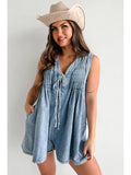 Short-sleeved Shorts Denim Playsuit