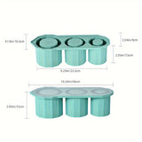 Silicone Ice Mold with Lid, 3 Cavity Hollow Cylindrical Tray