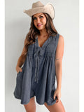 Short-sleeved Shorts Denim Playsuit