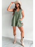 Short-sleeved Shorts Denim Playsuit