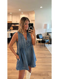 Short-sleeved Shorts Denim Playsuit