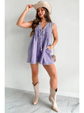 Short-sleeved Shorts Denim Playsuit