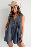 Short-sleeved Shorts Denim Playsuit