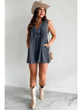 Short-sleeved Shorts Denim Playsuit