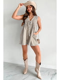 Short-sleeved Shorts Denim Playsuit