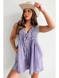 Short-sleeved Shorts Denim Playsuit