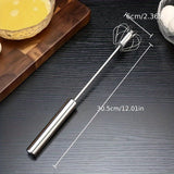 1pc Semi-Auto Stainless Steel Egg Whisk