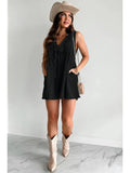 Short-sleeved Shorts Denim Playsuit