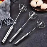 1pc Semi-Auto Stainless Steel Egg Whisk