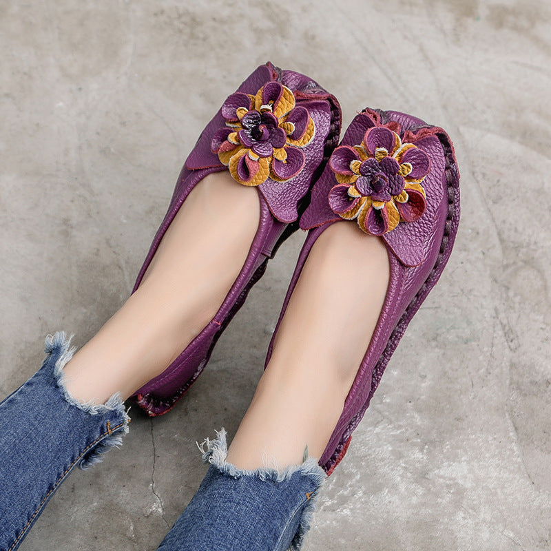 Handmade Flower Loafers Soft Flat Casual Shoes