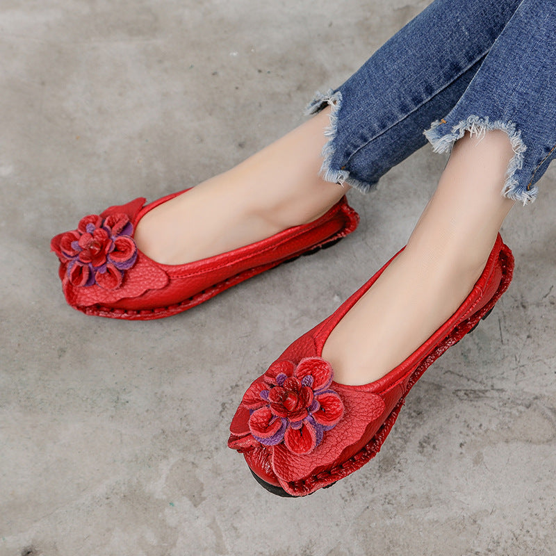 Handmade Flower Loafers Soft Flat Casual Shoes