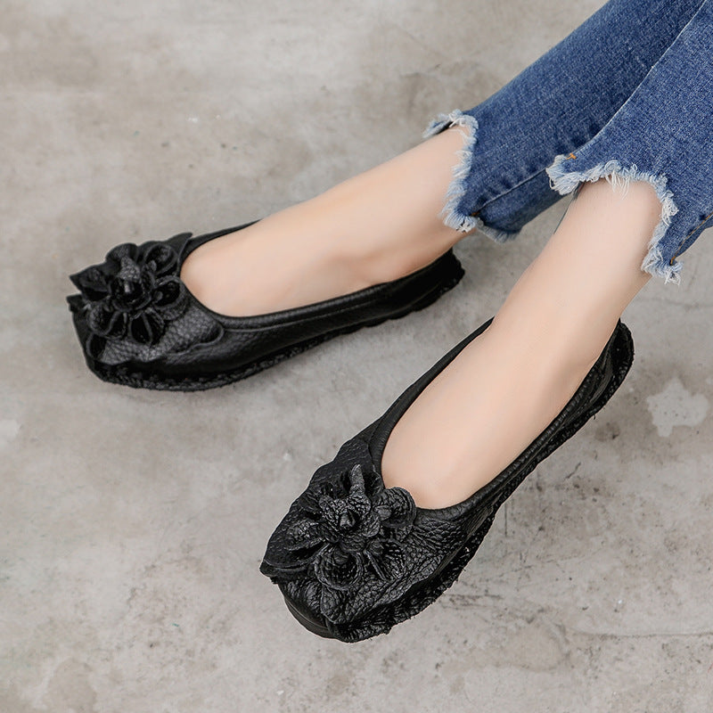 Handmade Flower Loafers Soft Flat Casual Shoes