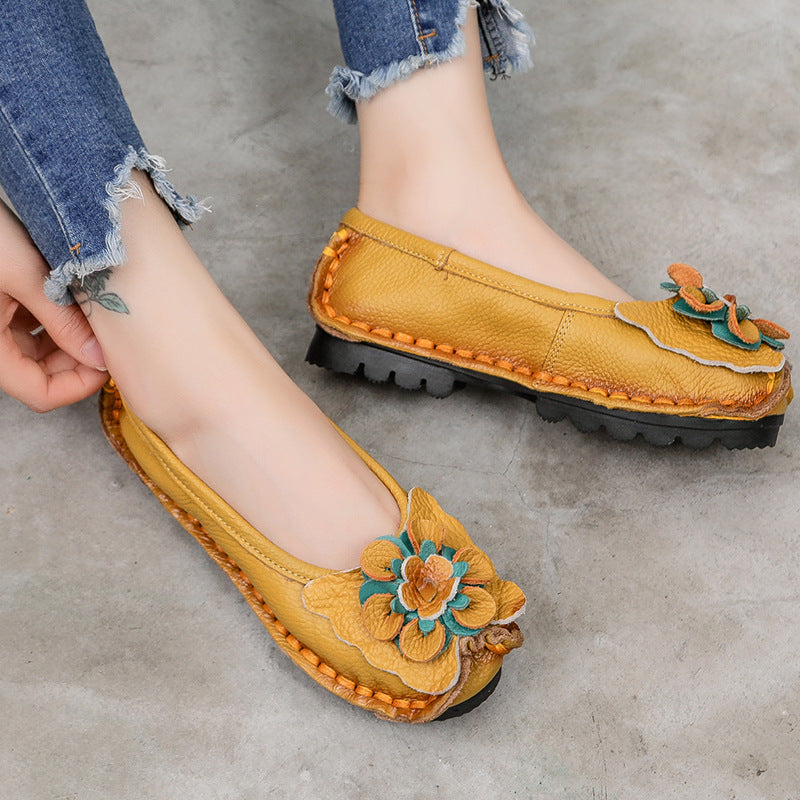 Handmade Flower Loafers Soft Flat Casual Shoes