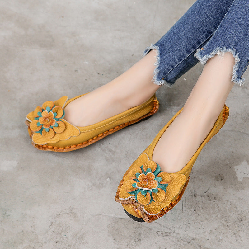 Handmade Flower Loafers Soft Flat Casual Shoes