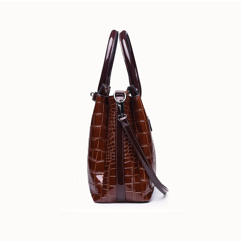 Crocodile Grained Leather Women Handbags Shoulder Bags Purse