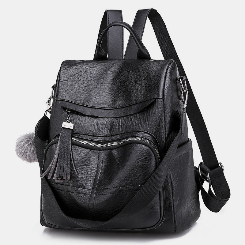 Soft Leather Anti theft Backpack Purse Women s Bag Black