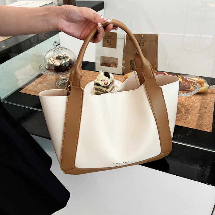 Contrast Color Bucket Tote Hand Bag