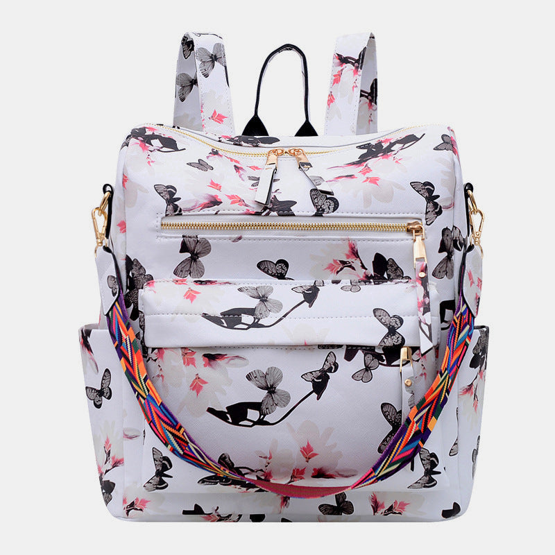 Flower Print Backpack Purse Multipurpose Bag