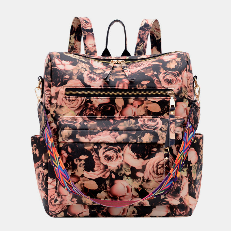 Flower Print Backpack Purse Multipurpose Bag