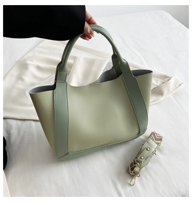 Contrast Color Bucket Tote Hand Bag