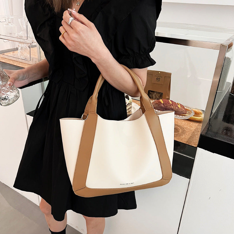 Contrast Color Bucket Tote Hand Bag