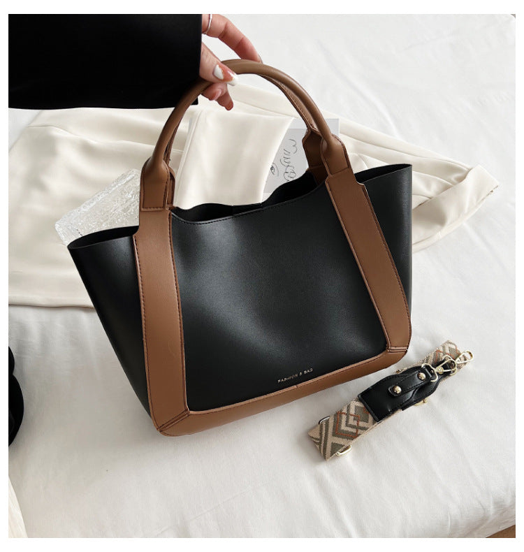 Contrast Color Bucket Tote Hand Bag