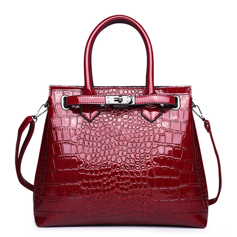 Crocodile Grained Leather Women Handbags Shoulder Bags Purse